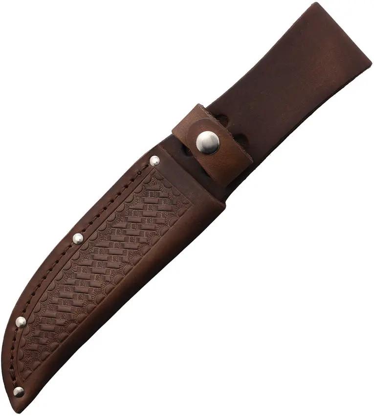 IronEdge Fixed Blade Leather Sheath SH1261 - Dark Brown Basket Weave Leather Construction, Fits Up To 5.5 Inches Blades by Sheaths