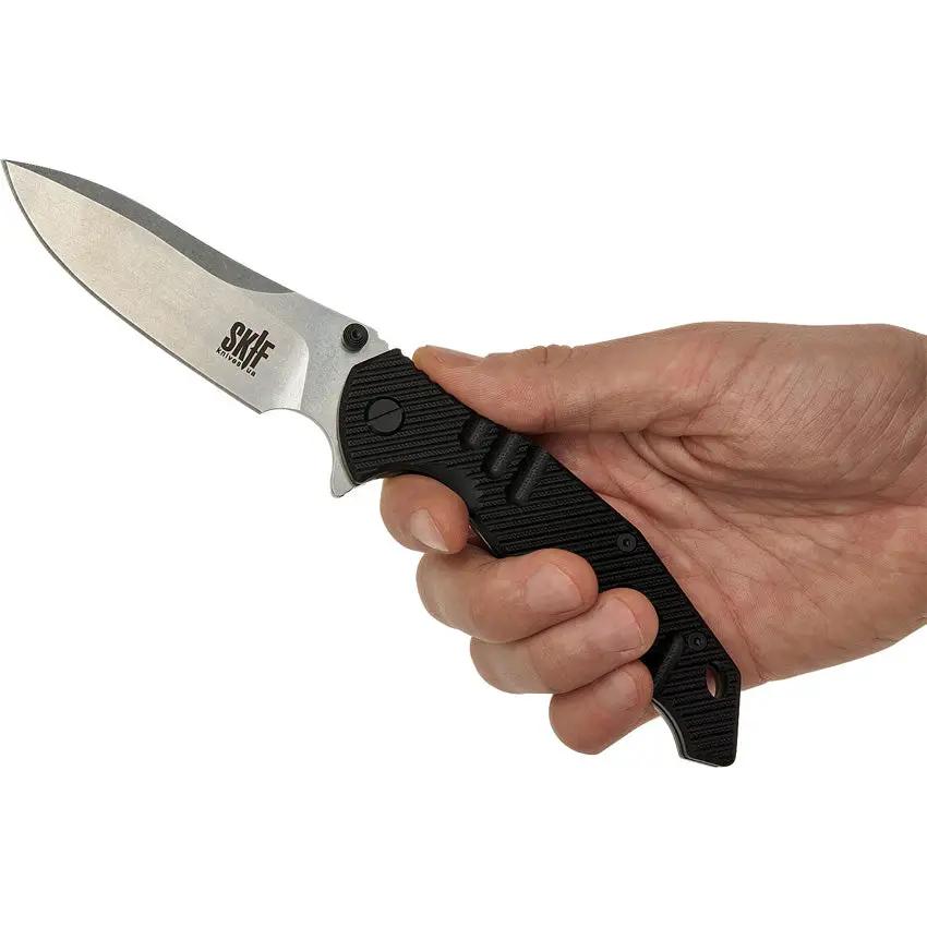 SKIF Knives Adventure Framelock SW Black 424SE - Durable 9Cr18MoV Blade, Stonewash Finish, G10 Handle by SKIF Knives