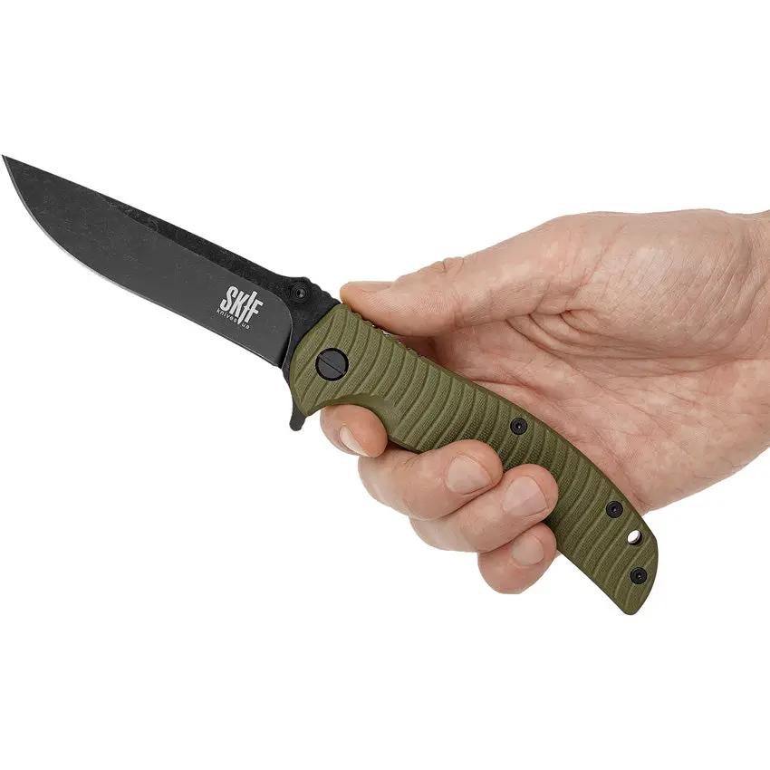 Skif Knives Urbanite Framelock Olive G10 - 9Cr18MoV Stonewashed Blade With Extended Tang And Lanyard by SKIF Knives
