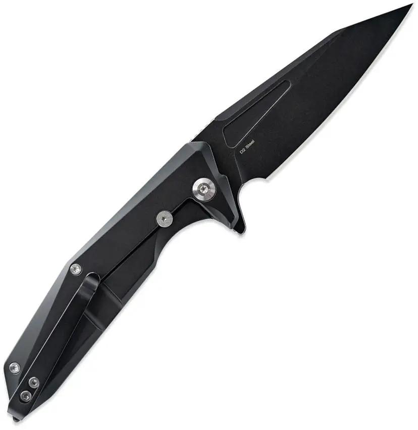 Skallywag Tactical Shadow Beard Framelock - Black PVD Coated D2 Tool Steel Blade G10 Handle Carbon Fiber Inlay by Skallywag Tactical