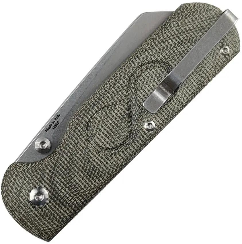 Straight Line Rox Button Lock Knife - Stonewash Finish Green Micarta Handle M390 Blade RX-GC by Straight Line
