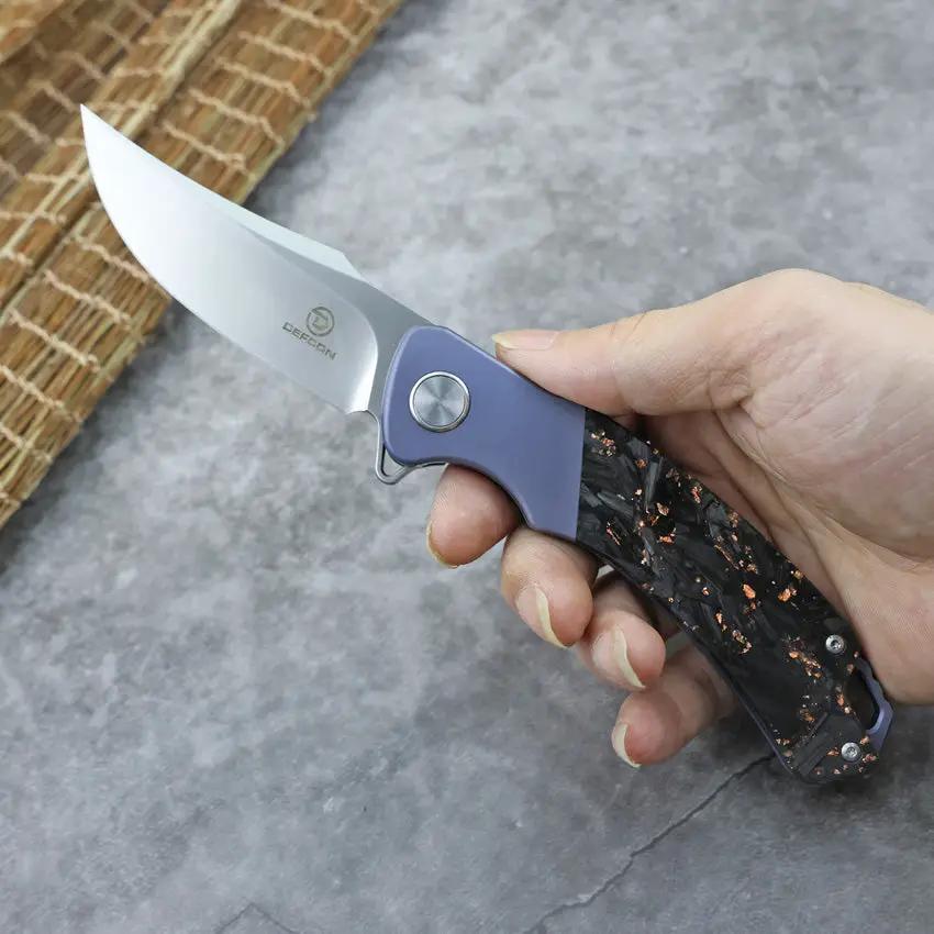 Defcon Condor Framelock Knife Blue Titanium Handle With Copper Foil Carbon Fiber Inlay And M390 Blade by Defcon