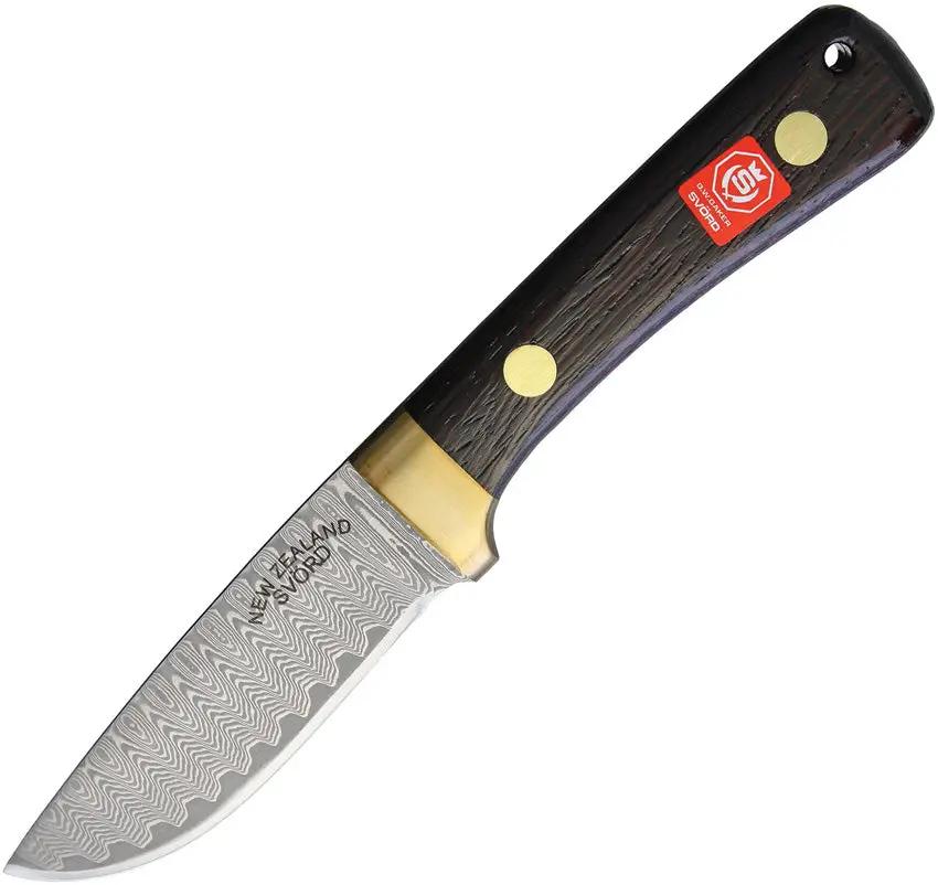 Svord Damascus Drop Point Knife 8in Full Tang Walnut Handle Leather Sheath Premium Gift Box For Outdoors Enthusiasts by Svord