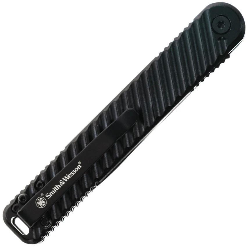 Smith and Wesson Executive Linerlock Folding Knife 3.5 Inch Black Blade with Black Aluminum Handle for Everyday Carry by Smith & Wesson
