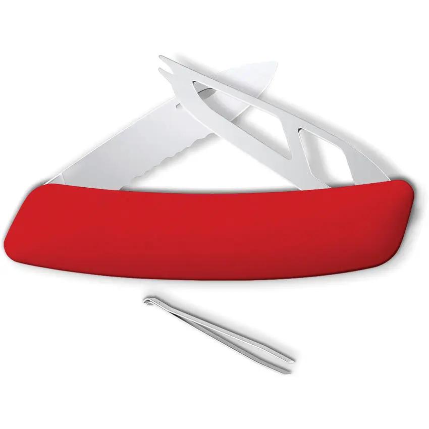 Swiza CH03T Cheese Knife Red - Compact 3.5 Inch Blade With Safety Lock Includes Tweezers by Swiza