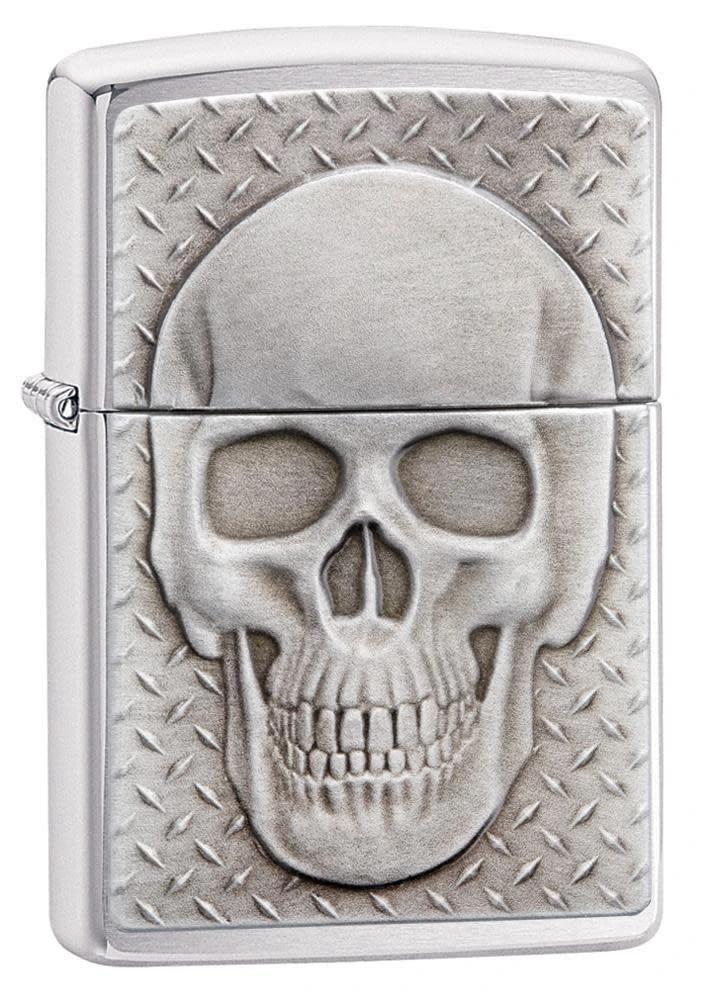 Zippo Skull with Brain Surprise Brushed Chrome Lighter by Zippo