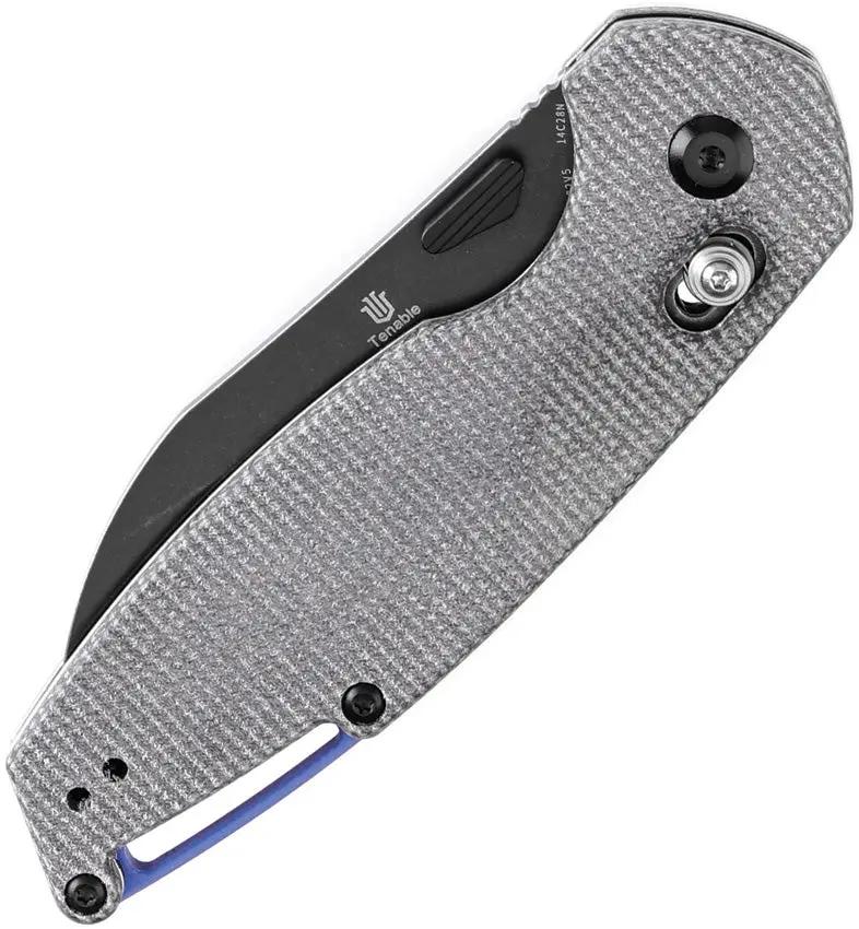 Tenable Knives Model 6 Crossbar Lock - Black Stonewash 14C28N Sheepsfoot Blade Micarta Handle by Tenable Knives