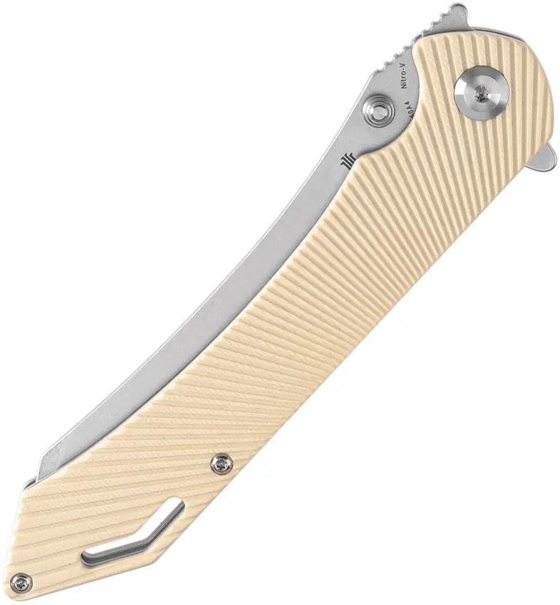 Tenable Knives Colibri Tech Linerlock Ivory Knife - Nitro V Sheepsfoot Blade With Ivory G10 Handle by Tenable Knives
