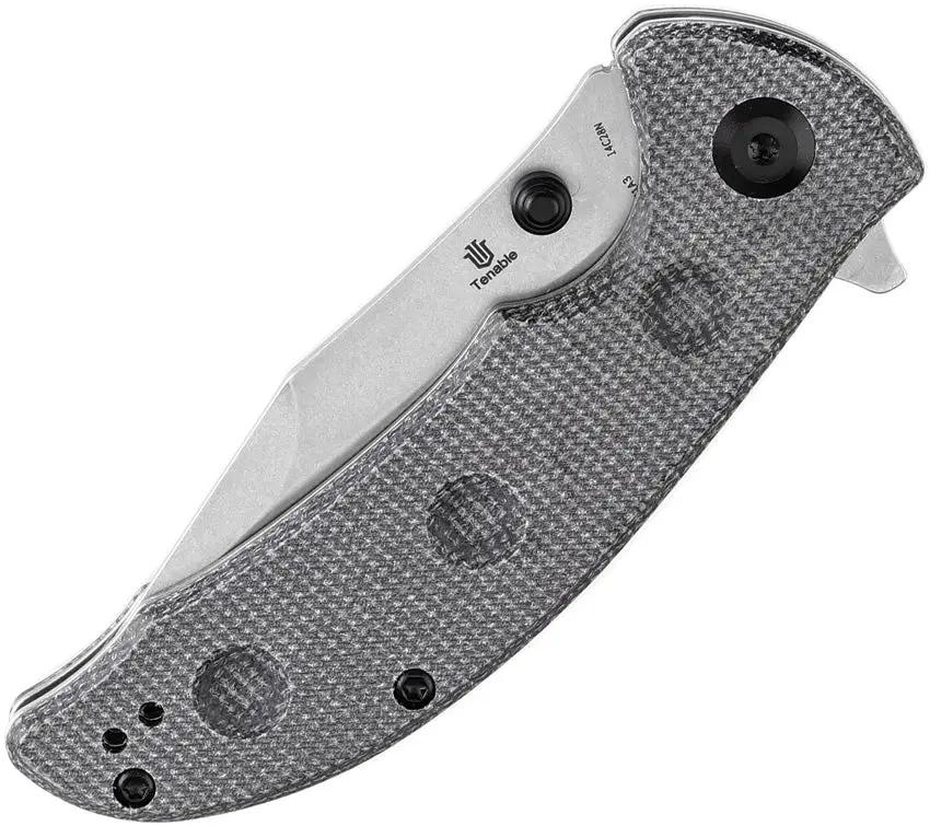 Tenable Knives Rei Linerlock - Black Stonewash 14C28N Blade With Canvas Micarta Handle by Tenable Knives