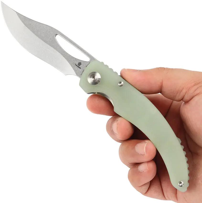 Tenable Knives Gideon Linerlock Jade G10 T1119A3 - Nitro V Steel Clip Point Blade With Jade G10 Handle by Tenable Knives