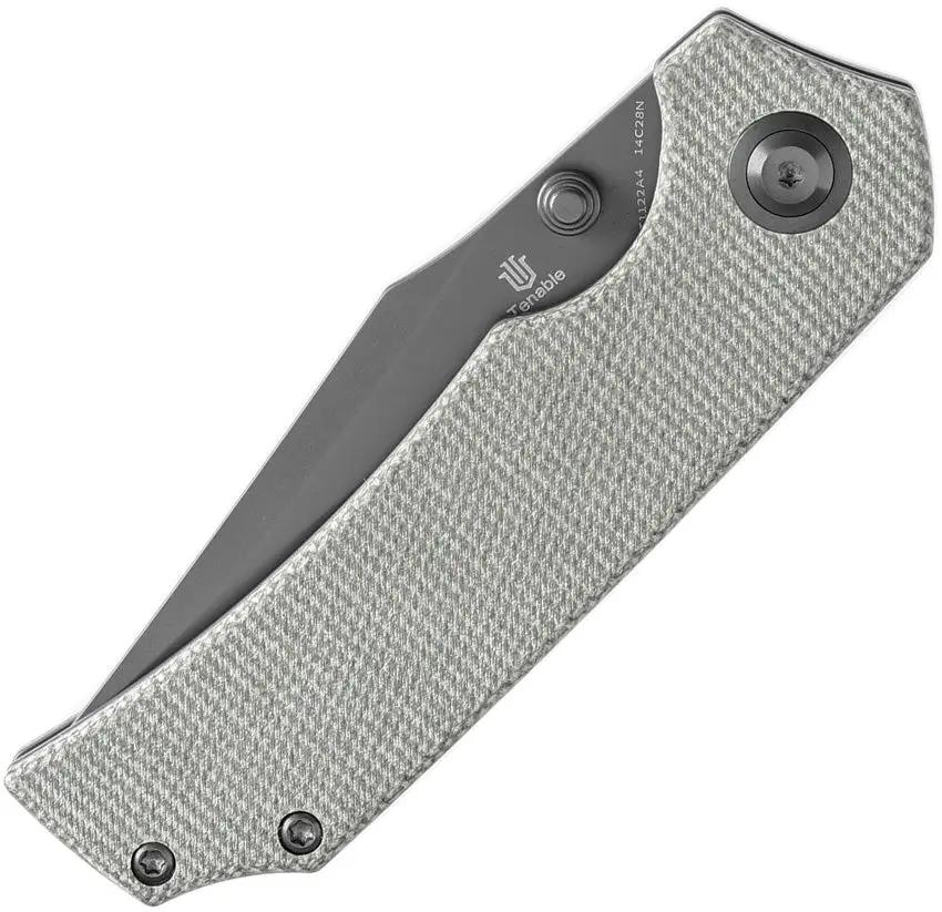 Tenable Knives Fermi Linerlock - Green Canvas Micarta Handle and TiNi Coated 14C28N Recurve Blade by Tenable Knives