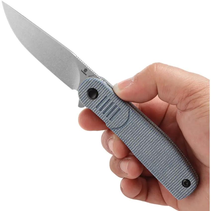 Tenable Knives Einar Linerlock SW Blue T2072A2 - Nitro V Steel Drop Point Blade Blue Canvas Micarta Handle by Tenable Knives