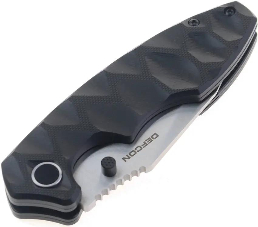Defcon Linerlock Black TD004F-1 - Satin 14C28N Sandvik Stainless Blade With Black G10 Handle by Defcon