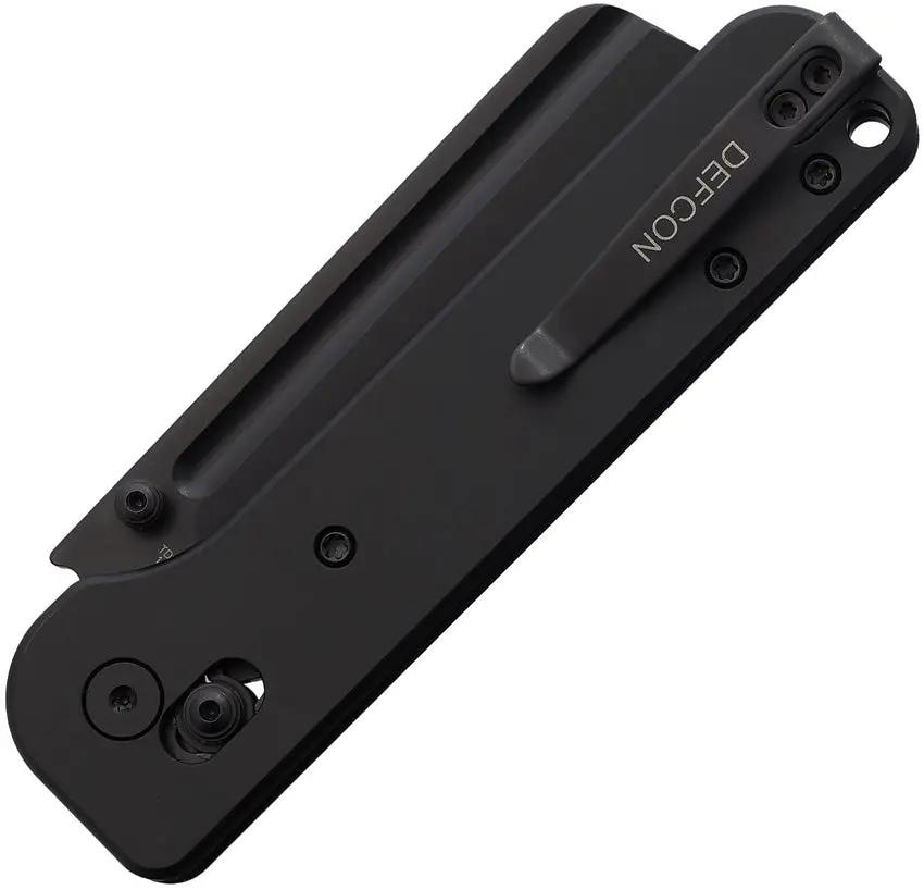 Defcon Pivot Lock Folding Knife - Black 14C28N Cleaver Blade, 3 Inch, Black Aluminum Handle, Thumb Stud, Pocket Clip by Defcon
