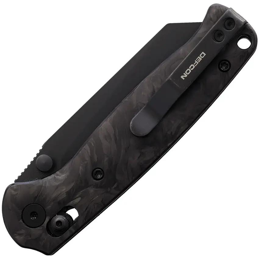 Defcon Artifact Axis Lock Knife - 4 Inch Closed 3.25 Inch 14C28N Steel Blade Shredded Carbon Fiber Handle by Defcon