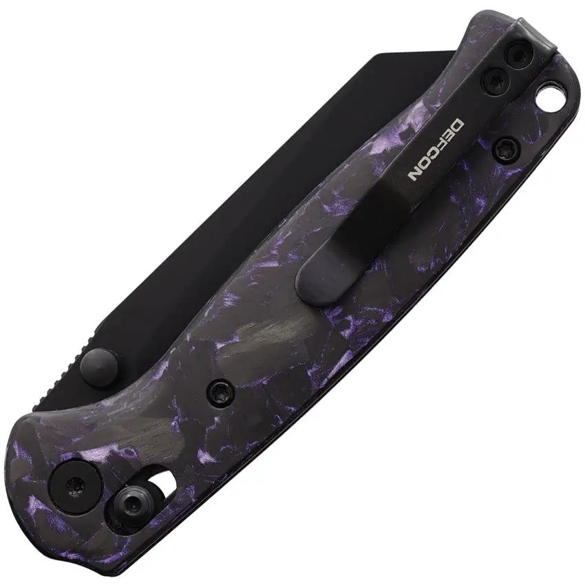Defcon Artifact Axis Lock Purple Carbon Fiber Folding Knife - 3.25 Inch 14C28N Sandvik Stainless Sheepsfoot Blade by Defcon