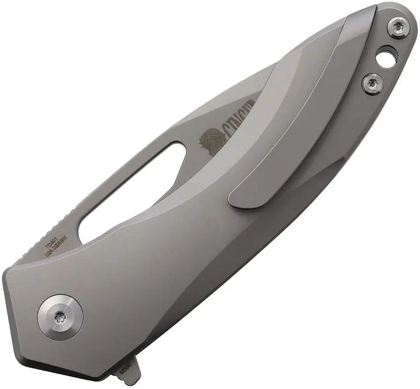 Defcon Cardington Button Lock TD401 - 3.5 Inch Bohler M390 Modified Tanto Blade With Bead Blast Titanium Handle by Defcon