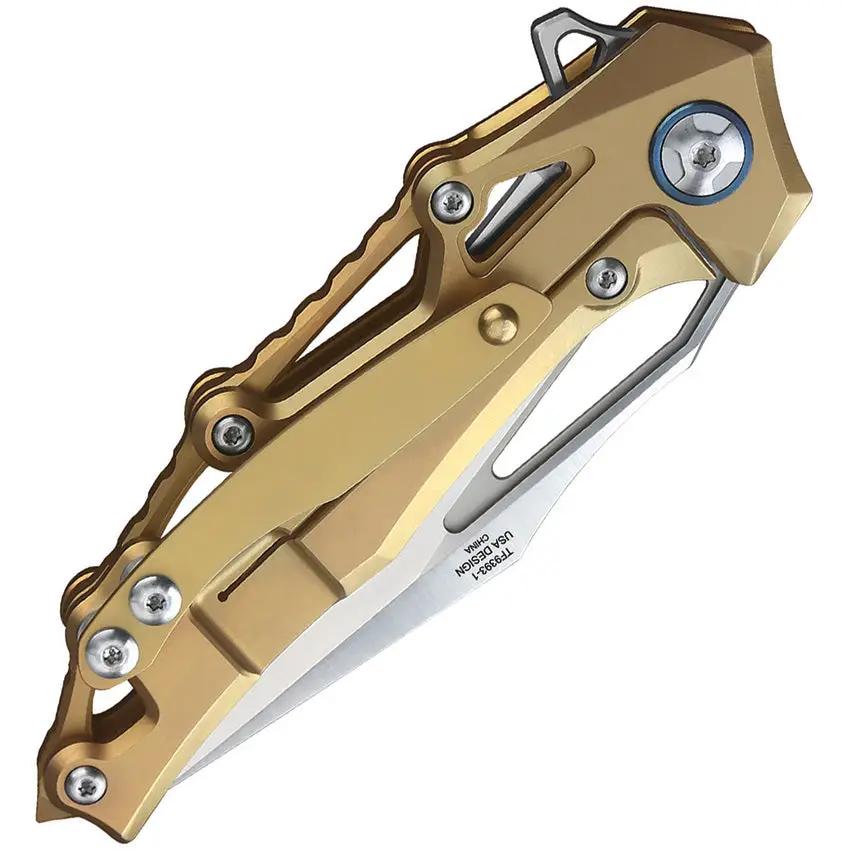 Defcon Valkyrie Framelock Yellow Titanium Handle With Carbon Fiber Inlay - M390 Blade by Defcon