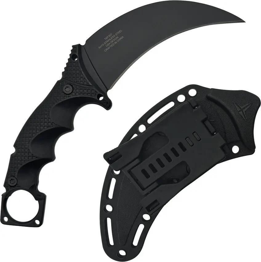 Takumitak Midnight Fixed Blade TKF307 - Black Oxide 3Cr13 Karambit Blade With Ambidextrous Molle Clip by Takumitak