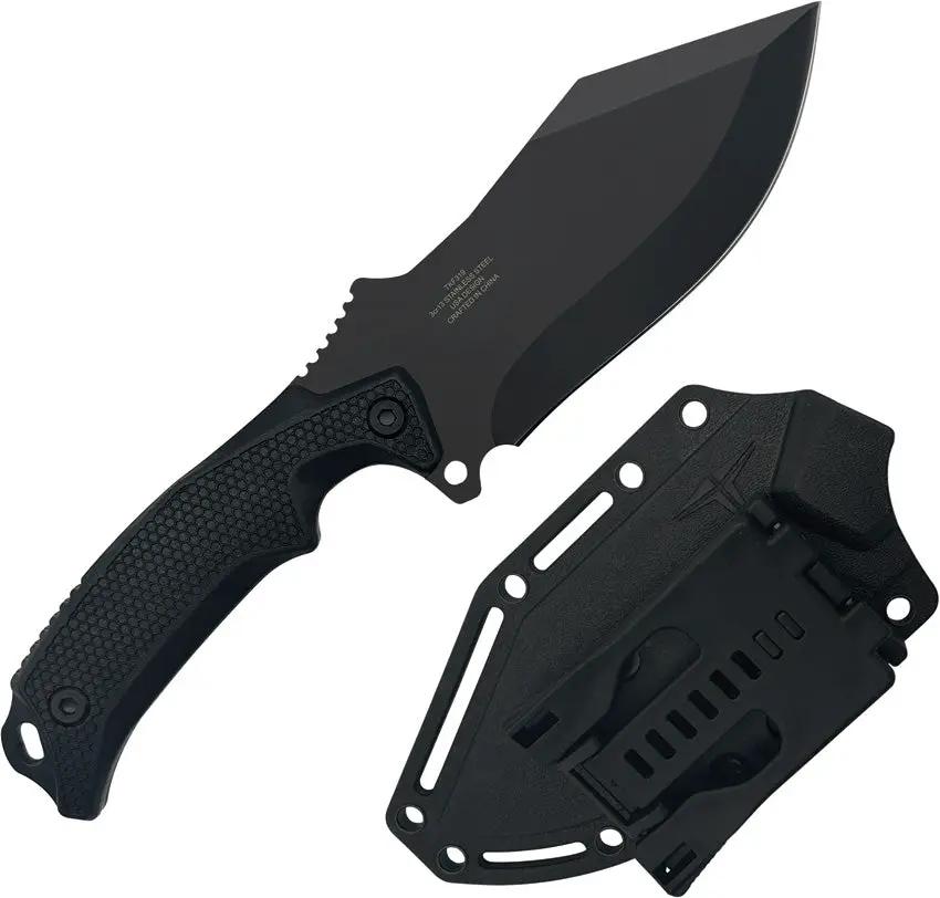 Takumitak Neuter Fixed Blade TKF319 - 9 Inch Overall 4.5 Inch Black Oxide 3Cr13 Blade FRN Handle MOLLE Clip by Takumitak