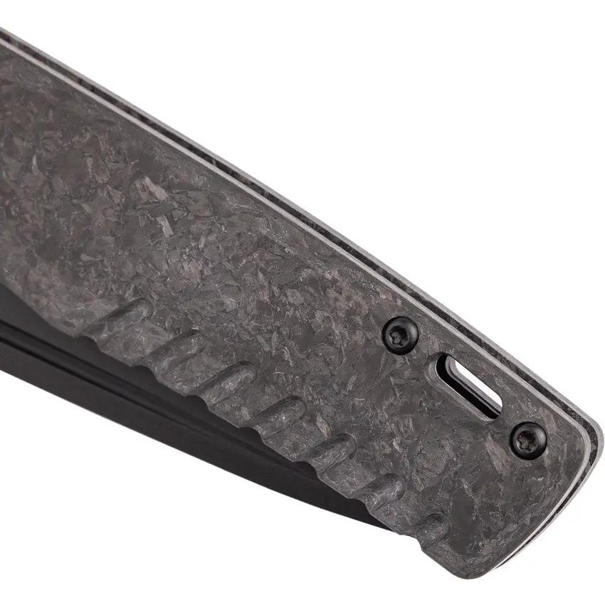 Tekto Knives F3 Charlie Button Lock CF - D2 Tool Steel Blade With Black Titanium Coating And Carbon Fiber Handle by Tekto Knives