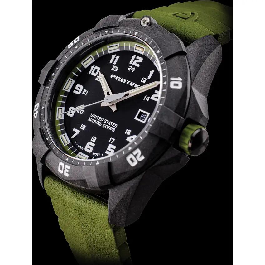 ProTek Premium USMC Dive 1015G Watch For Divers With 42mm Carbon Case 300m Water Resistance by ProTek