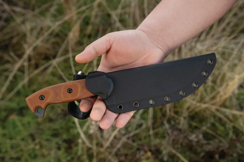 TOPS Armado 6.5 Inch Fixed Blade Knife - Rugged Outdoor Survival Tool With Tan Canvas Micarta Handle by TOPS