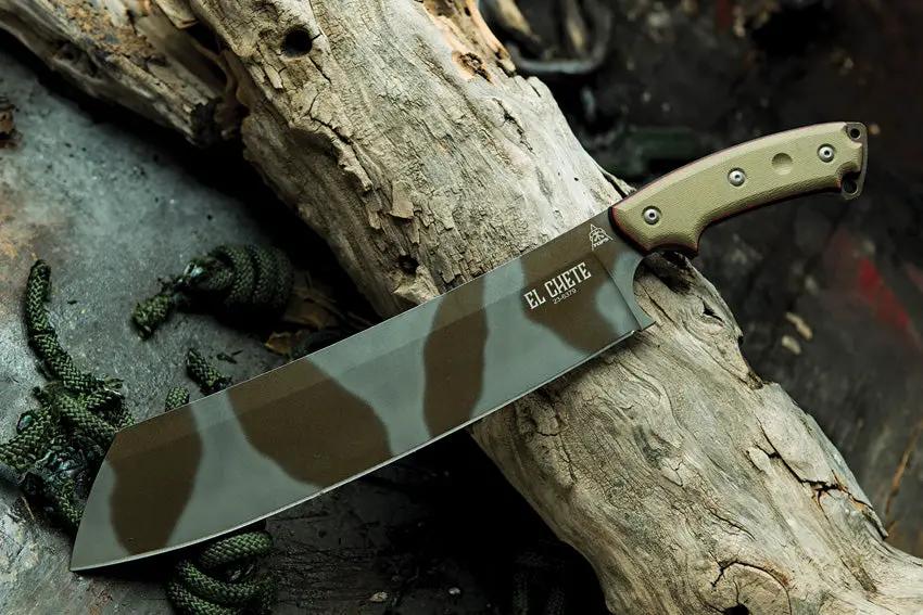TOPS El Chete Midnight Bronze Camo Fixed Blade Knife - 12 Inch 1095HC For Bushcraft Enthusiasts by TOPS