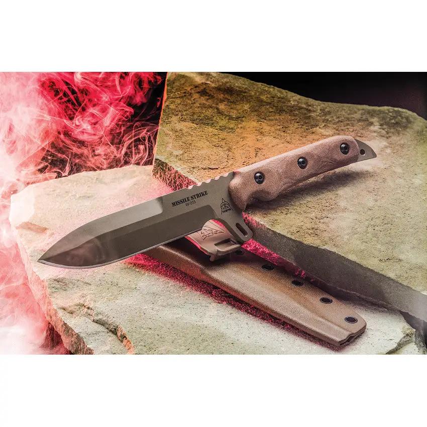 TOPS Missile Strike MS01 Tactical Survival Knife 6 Inch Spear Point Blade Full Tang Glass Breaker Kydex Sheath USA Made by Black Country Outdoor