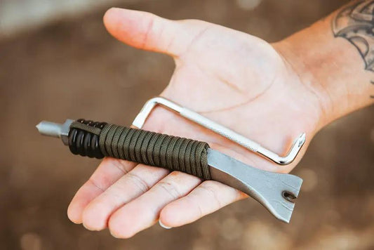 Tops Pry Knife Heavy Duty Utility For Outdoor Survivalists With Partially Serrated Blade And Pry Bar Tip by Black Country Outdoor
