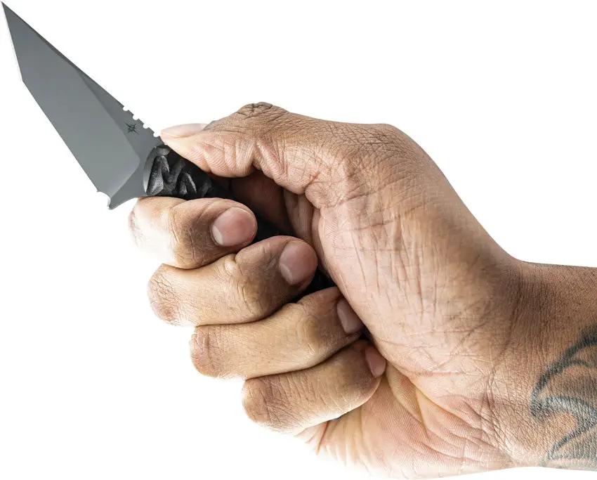 Toor Shifter T Fixed Blade - CPM-M4 Stainless Tanto With Gun-Kote Finish Phantom Gray Blade G10 Handle by Toor