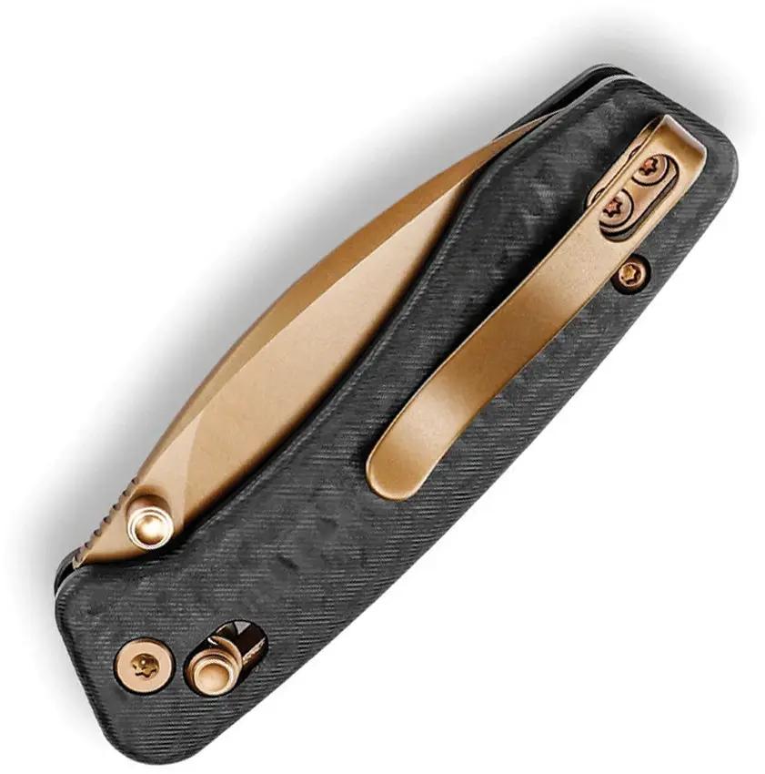 Trivisa Koala Crossbar Lock CF G10 JM02-CG-N - Bohler N690 Drop Point Blade Carbon Fiber Pattern G10 Handle by TRIVISA
