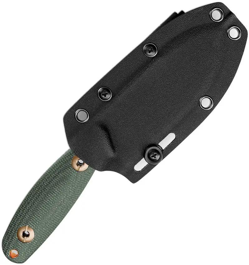 Trivisa Aubergine Fixed Blade GrnMic JM05-GM-14 - Full Tang Green Canvas Micarta Handle 14C28N Sandvik Blade by TRIVISA