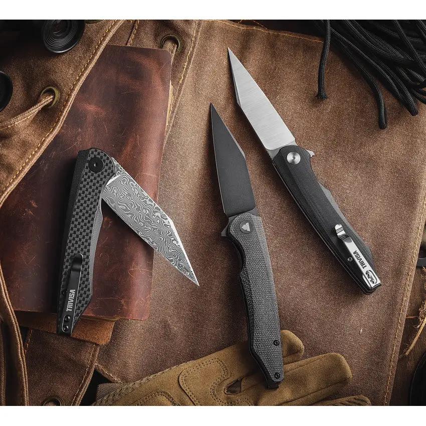 Trivisa Lynx Linerlock Blackout - 14C28N Stainless Blade With Black G10 Handle And Extended Tang by TRIVISA