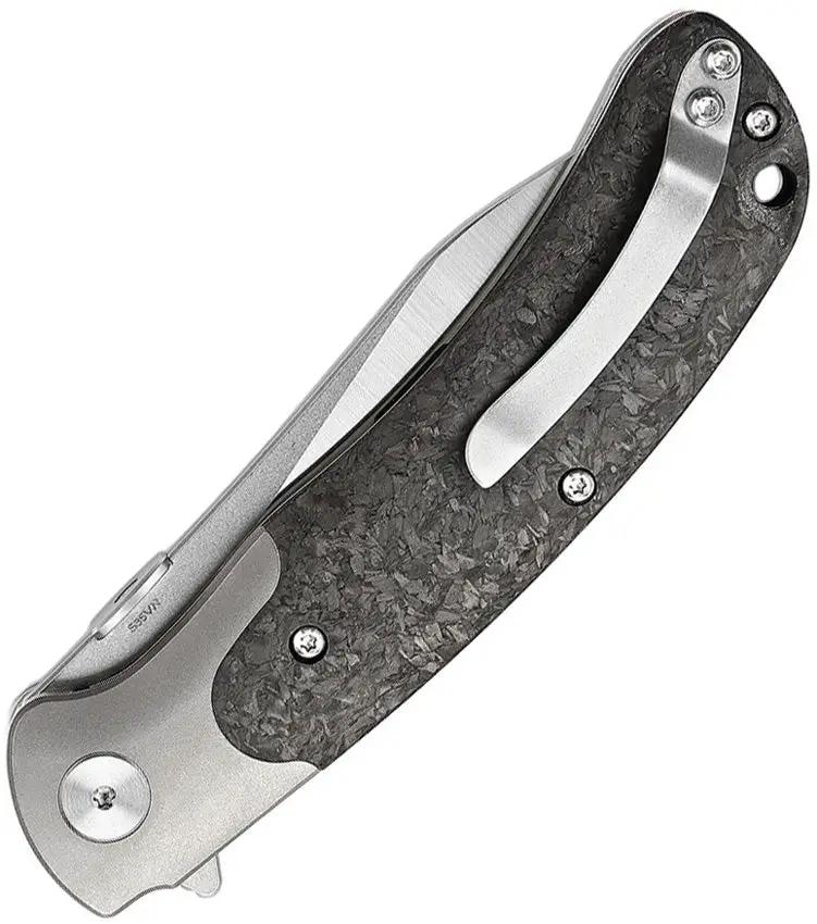 TRIVISA UMa-05 Linerlock Carbon Fiber TY07-CT-S Knife - S35VN Blade With Titanium Bolsters by TRIVISA