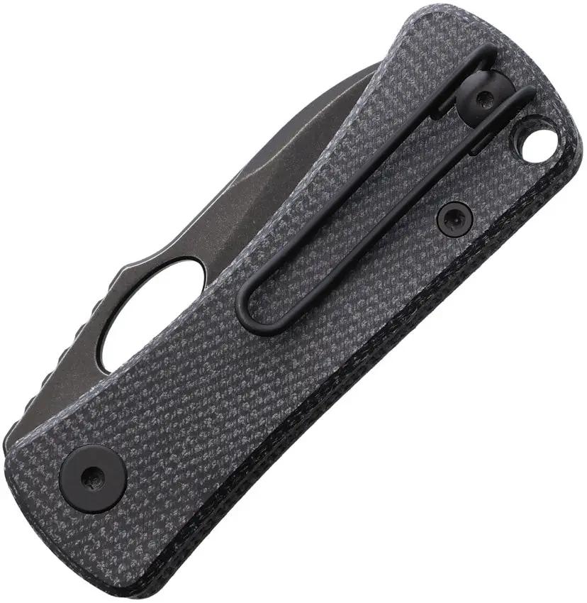 Trivisa Andromeda Linerlock - Black Stonewashed 14C28N Sandvik Blade With Black Canvas Micarta Handle by TRIVISA