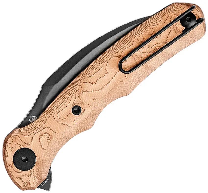Trivisa Lacerta Linerlock Copper Foil - Black Stonewash 14C28N Stainless Blade Extended Tang Pocket Clip by TRIVISA