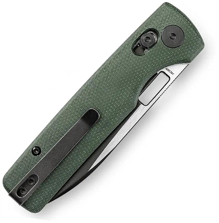 Trivisa Sabretooth Crossbar Lock Knife TY29-GM-14 - Green Canvas Micarta Handle, 14C28N Sandvik Drop Point Blade by TRIVISA