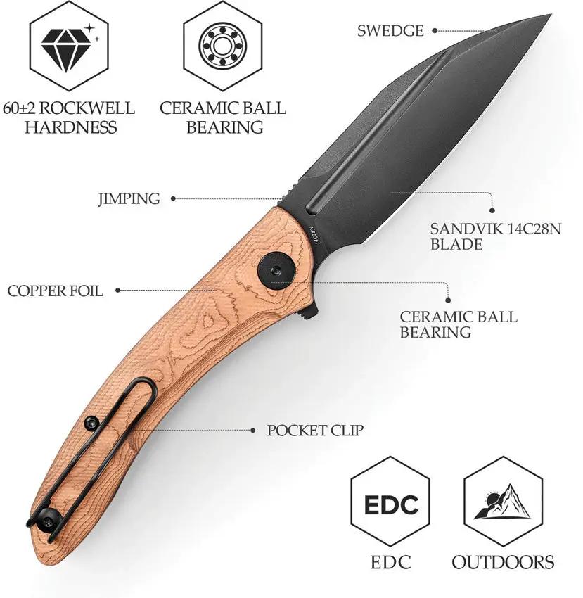 Trivisa Cuckoo Linerlock Copper TY30-CU-14 - EDC Folding Pocket Knife With Copper Foil Handle by TRIVISA