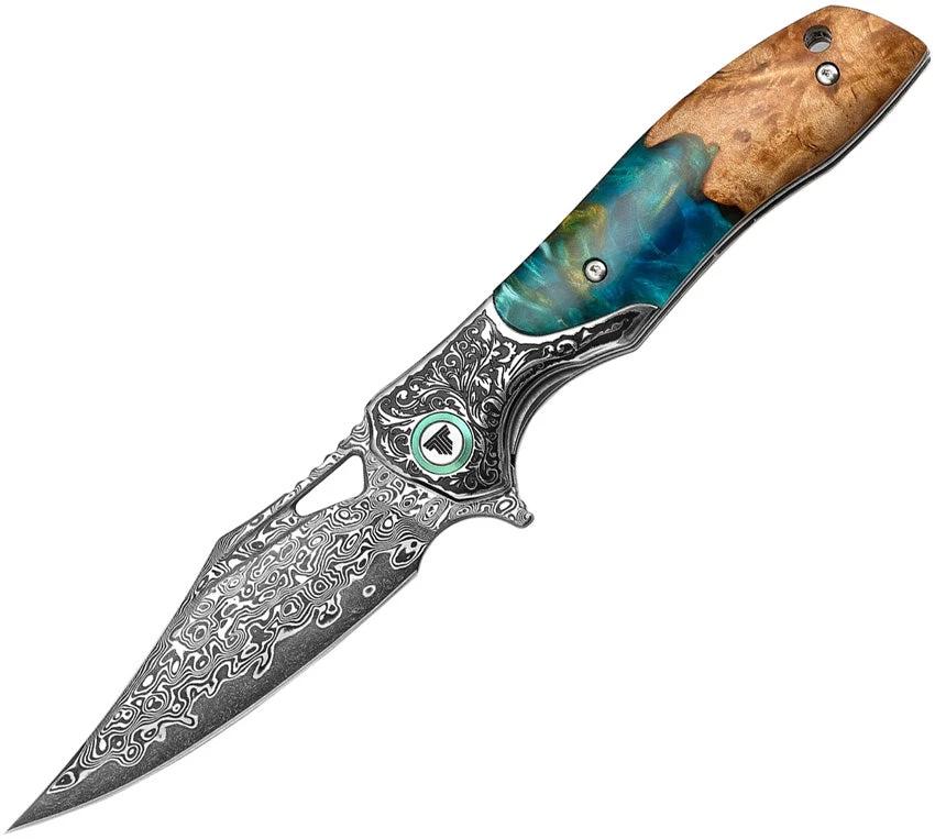 TRIVISA Apus-07 Linerlock Damascus YZ02-LRW-D by TRIVISA