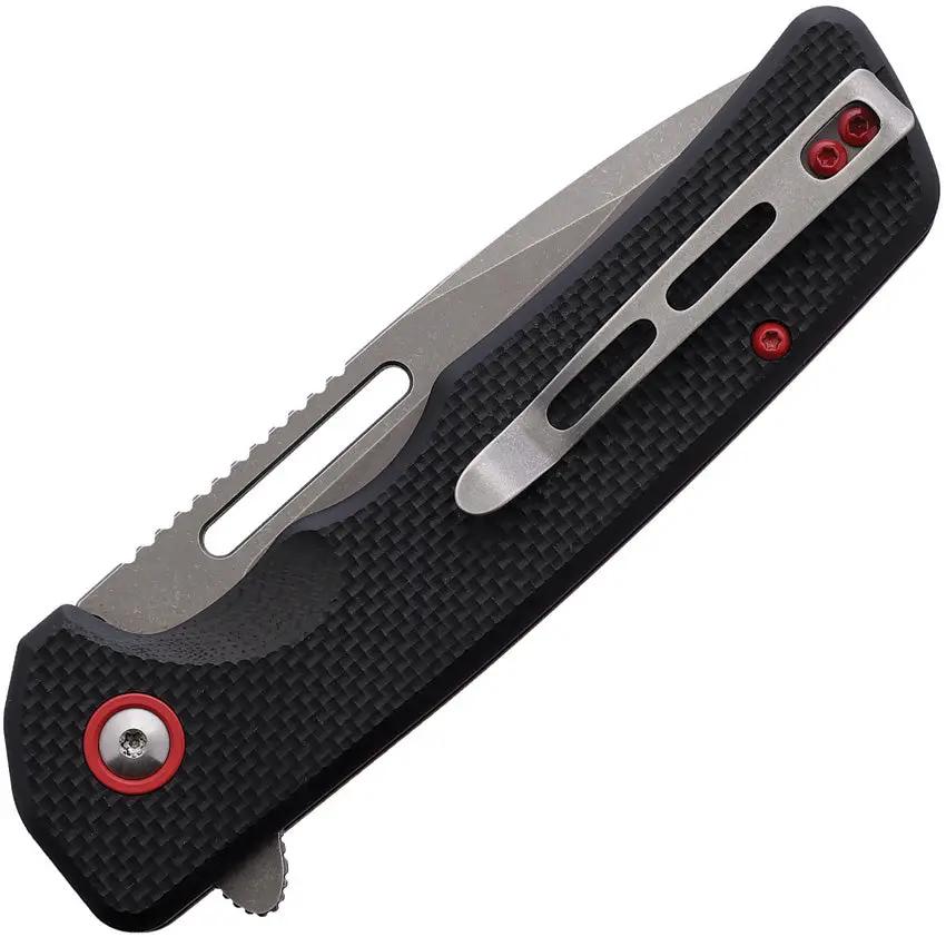 Utica Disruption IV Button Lock Knife With Stonewashed Stainless Blade And Black G10 Handle by Utica
