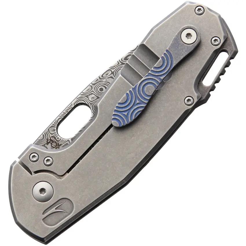 Viper Odino Framelock Damascus Folding Knife - Gray Titanium Handle 3-Inch Blade For Collectors by Viper