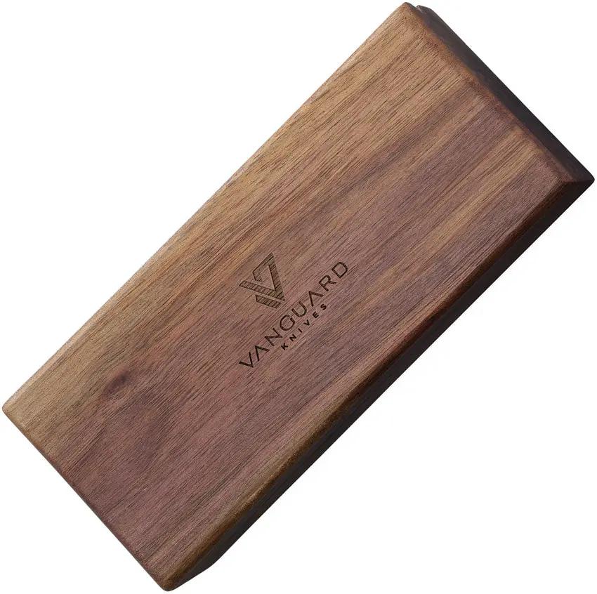 Vanguard Breaker Framelock Gray M390 Knife - Titanium Handle Drop Point Blade Wooden Box Included by Vanguard