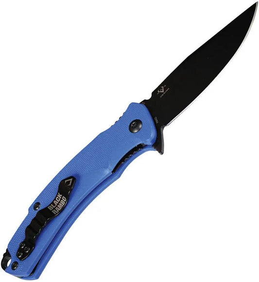 V NIVES Rambo Shorty Pro Folding Knife - Black PVD D2 Clip Point Blue G10 Handle by V NIVES