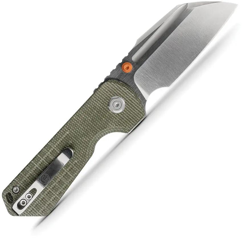 Vosteed Hedgehog OD Top Linerlock Knife - S35VN Blade With Green Canvas Micarta Scales For EDC by Vosteed