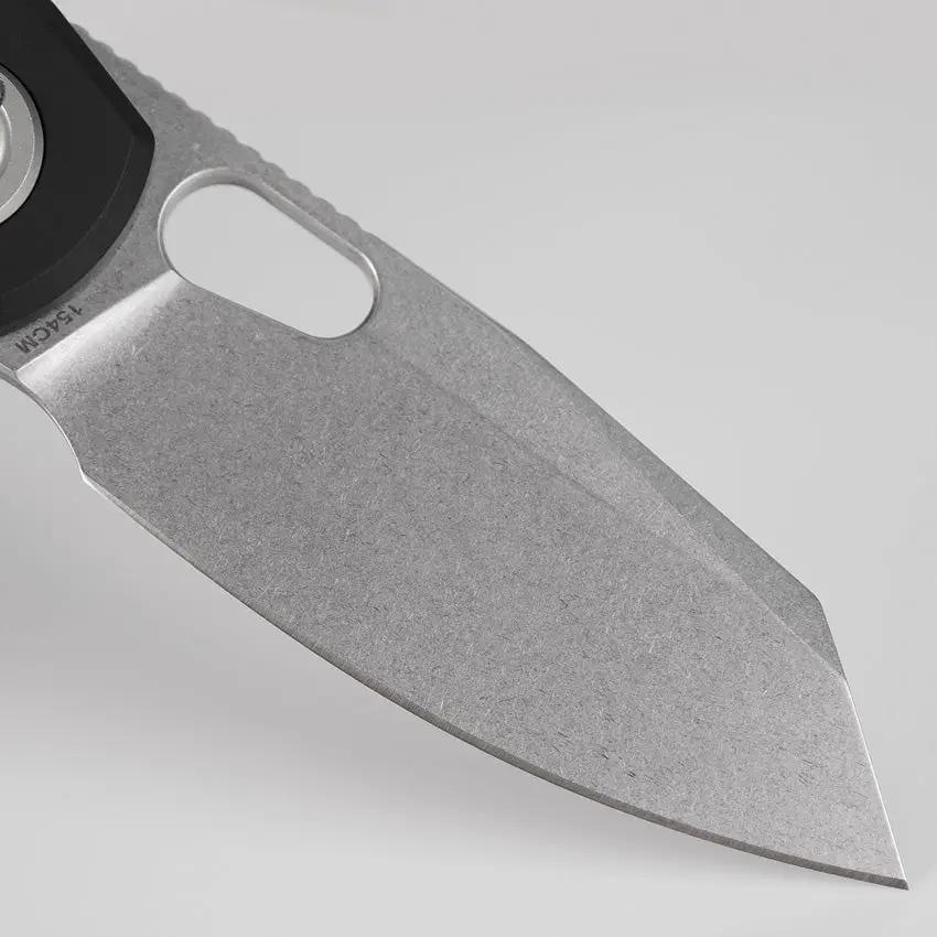 Vosteed Ankylo Vanchor Lock Knife - Stonewashed 154CM Blade With Black Aluminum Handle For EDC Enthusiasts
