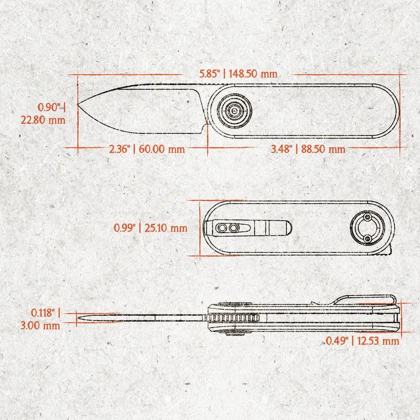 Vosteed Corgi V Vanchor Lock EDC Knife - Compact Everyday Carry With Satin 3 Inch Blade And Dark Slate Aluminum Handle by Vosteed