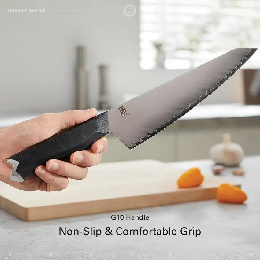 Vosteed Morgan 8 Inch Chef Knife - 9Cr18MoV Steel Blade With Full Tang Ergonomic Black G10 Handle For Home Cooks by Vosteed