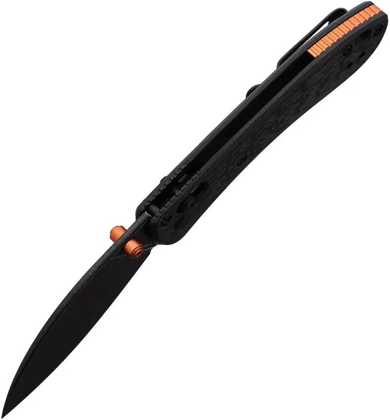 Vosteed Mini Nightshade Crossbar Lock EDC Knife - S35VN Blade Carbon Fiber Handle Orange Accents Compact 3.75 Inch by Vosteed