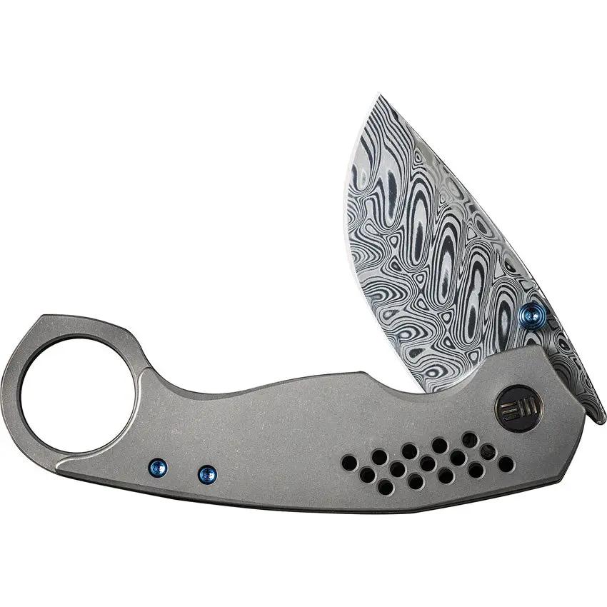 We Knife Envisage Damascus Framelock Folding Knife WE22013 DS1 - Artisanal Damascus Blade and Titanium Handle For EDC by We Knife Co Ltd